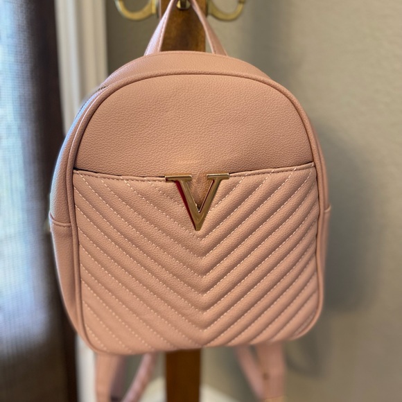 Dusty Pink Faux Leather Small Quilted Backpack NWOT - Picture 12 of 13